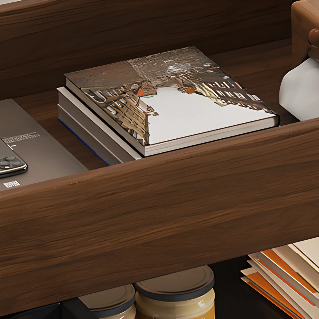 Multi-levelled Fold Away Chairside Table with Roller Wheels Image - 8 | homeyfad