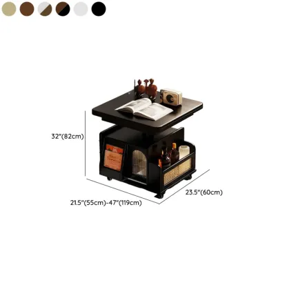 Multi-levelled Fold Away Chairside Table with Roller Wheels and Magazine Rack #size