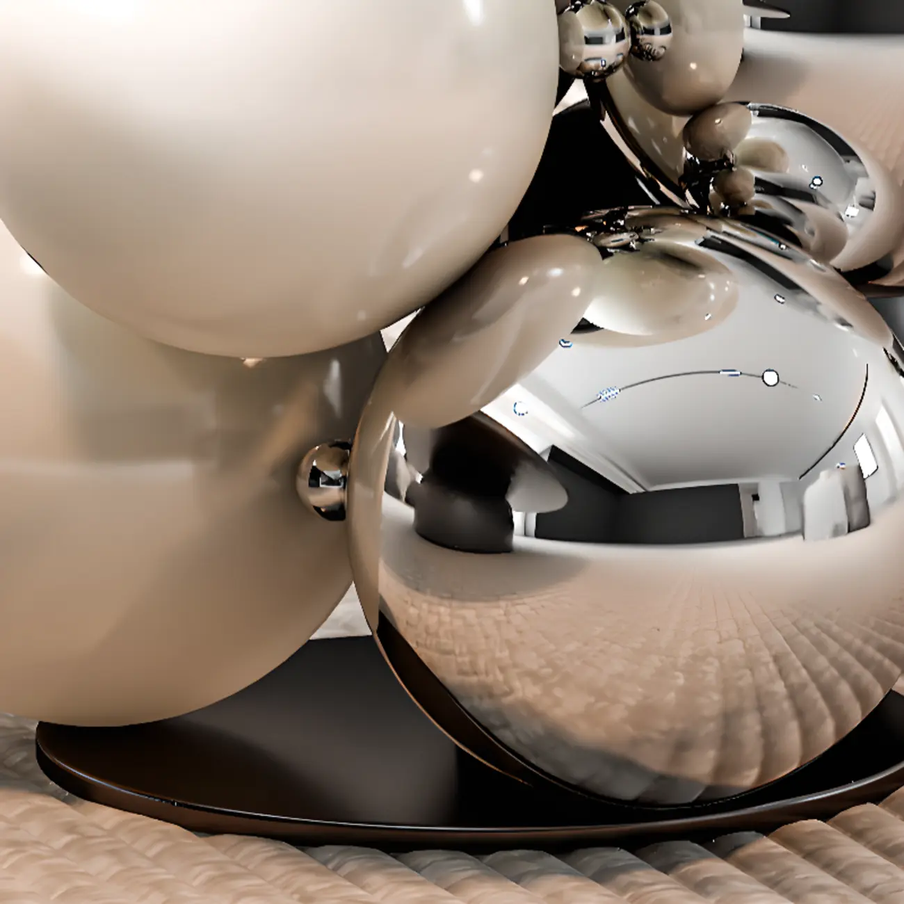 Modern Simple Style Chairside Table Only with Sintered Stone Top and Stump Base in Ink/White Orbicular with Tray Top Image - 6 | homeyfad