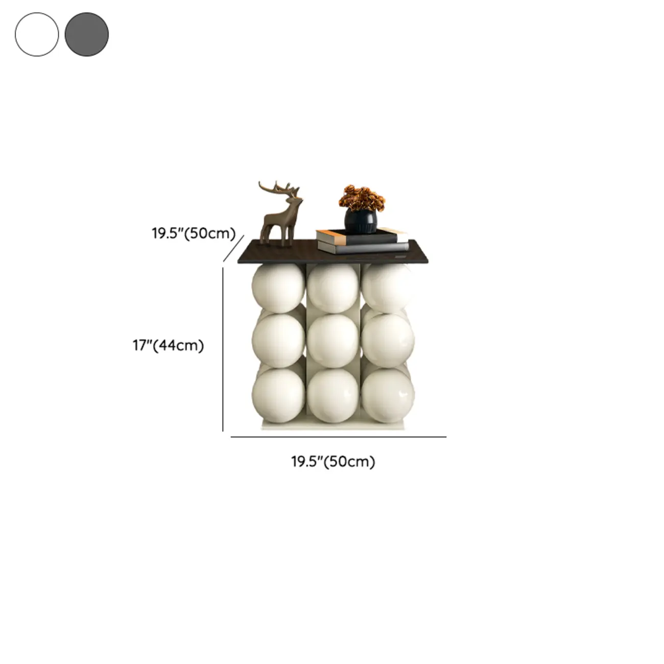 Modern Simple Style Chairside Table Only with Sintered Stone Top and Stump Base in Ink/White Orbicular with Tray Top Image - 12 | homeyfad