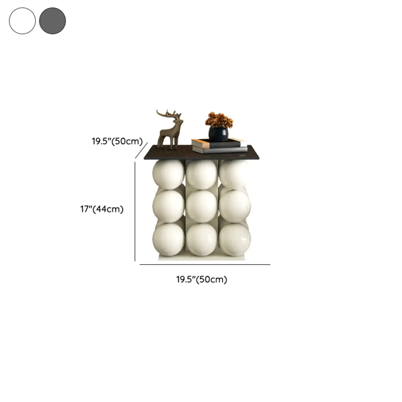 Modern Simple Style Chairside Table Only with Sintered Stone Top and Stump Base in Ink/White Orbicular with Tray Top Image - 12