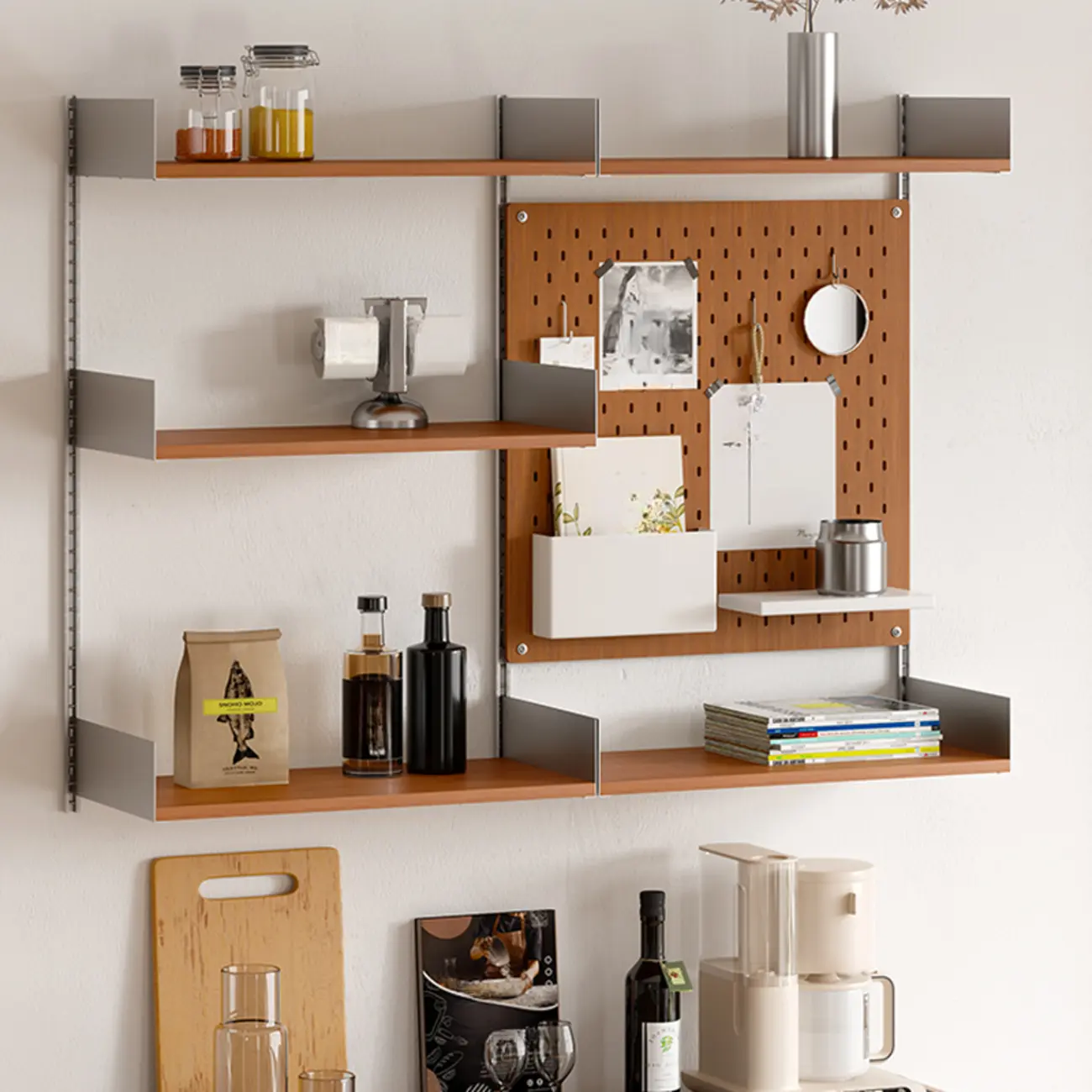 Contemporary Alloy Wall Mounted Open Back Bookcase Image - 1 | homeyfad