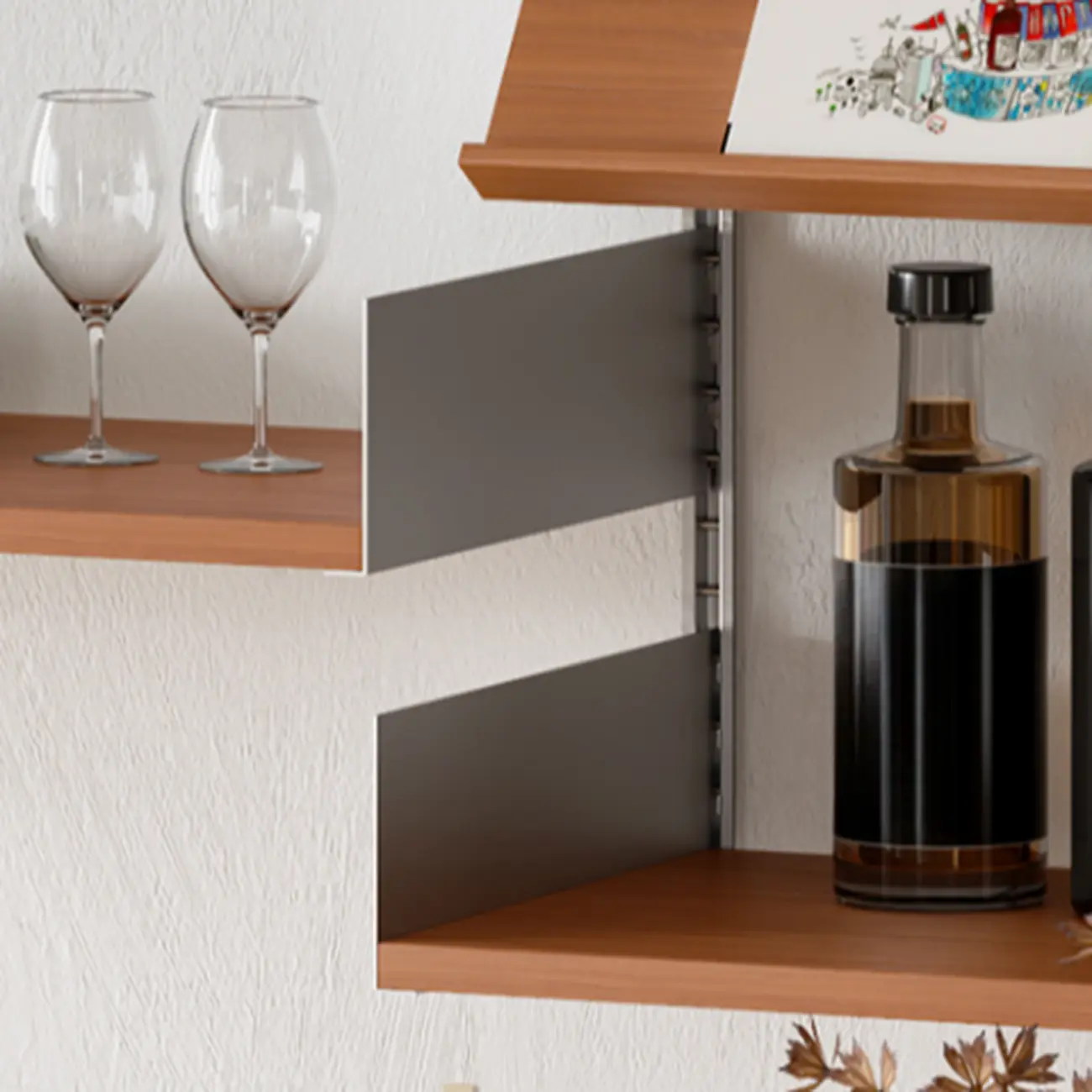 Contemporary Alloy Wall Mounted Open Back Bookcase Image - 9 | homeyfad