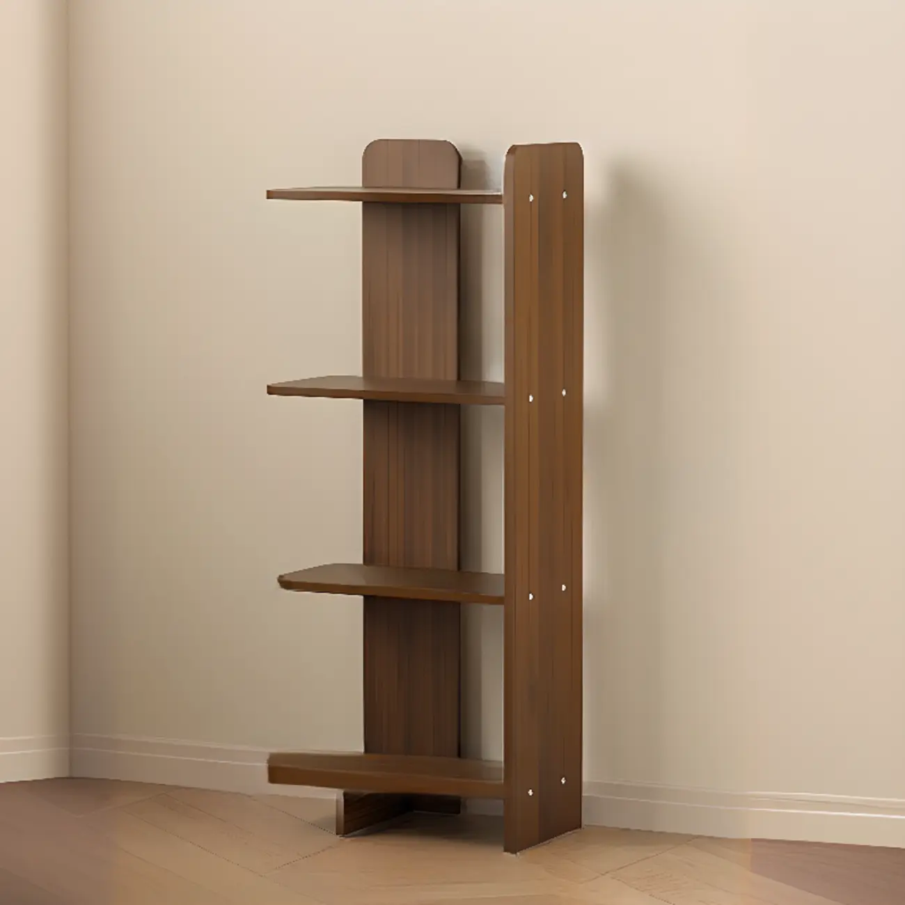 Contemporary 4-tier Wood Vertical Open Back Bookshelf Image - 2 | homeyfad