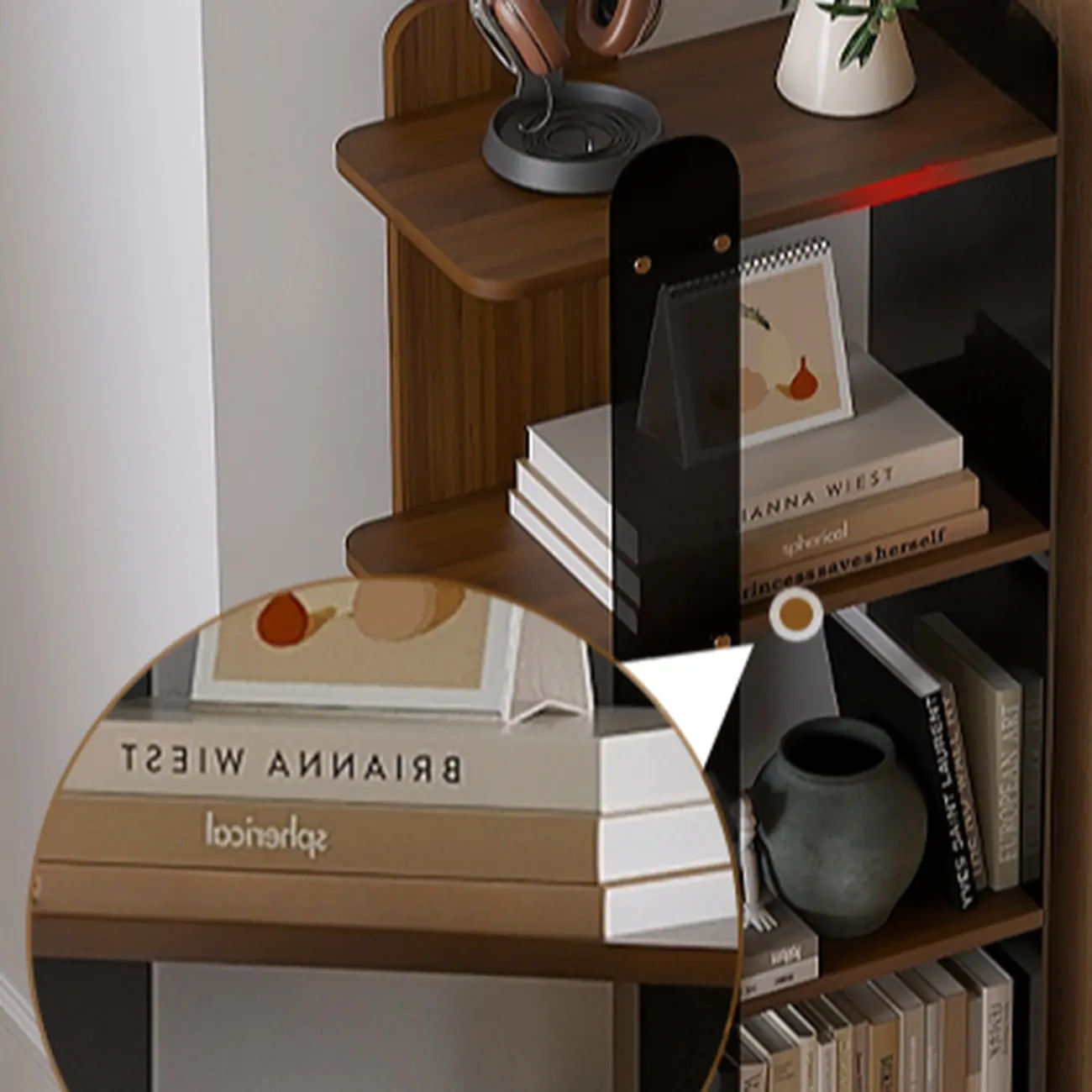 Contemporary 4-tier Wood Vertical Open Back Bookshelf Image - 9 | homeyfad