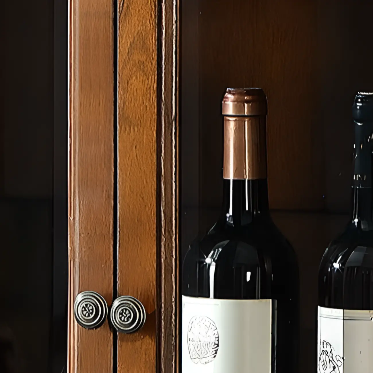 Rustic Wood Wine Cabinet with Bar Glass Holder Image - 11 | homeyfad