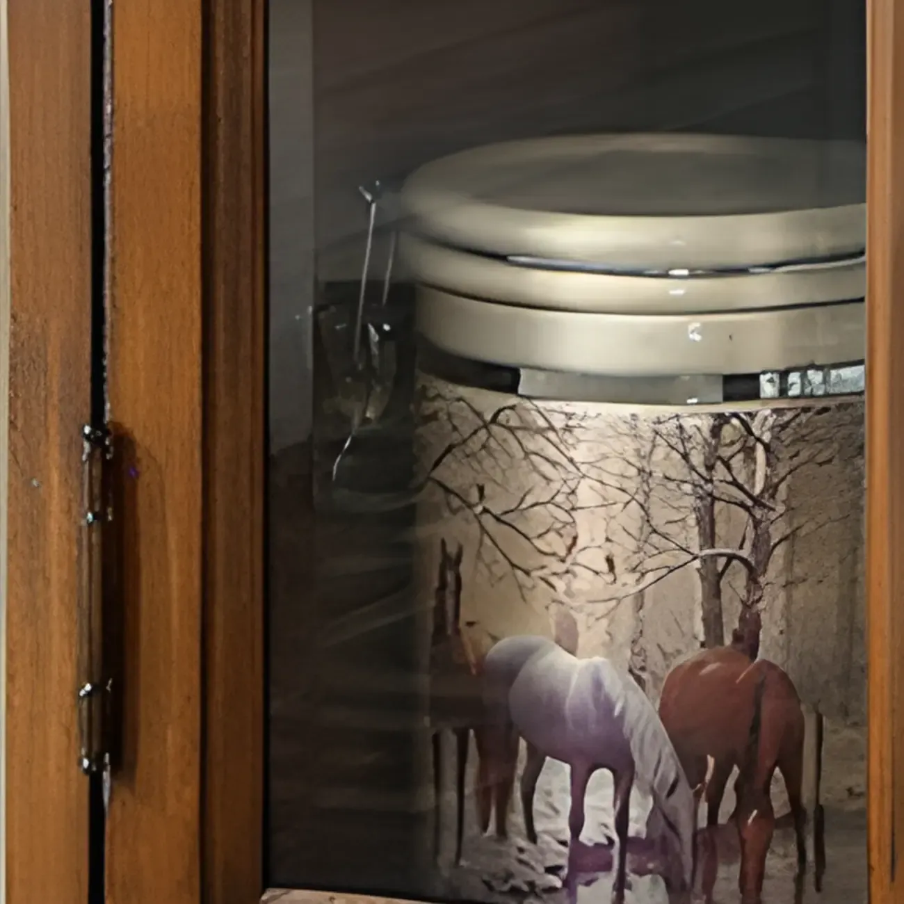 Rustic Wood Wine Cabinet with Bar Glass Holder Image - 12