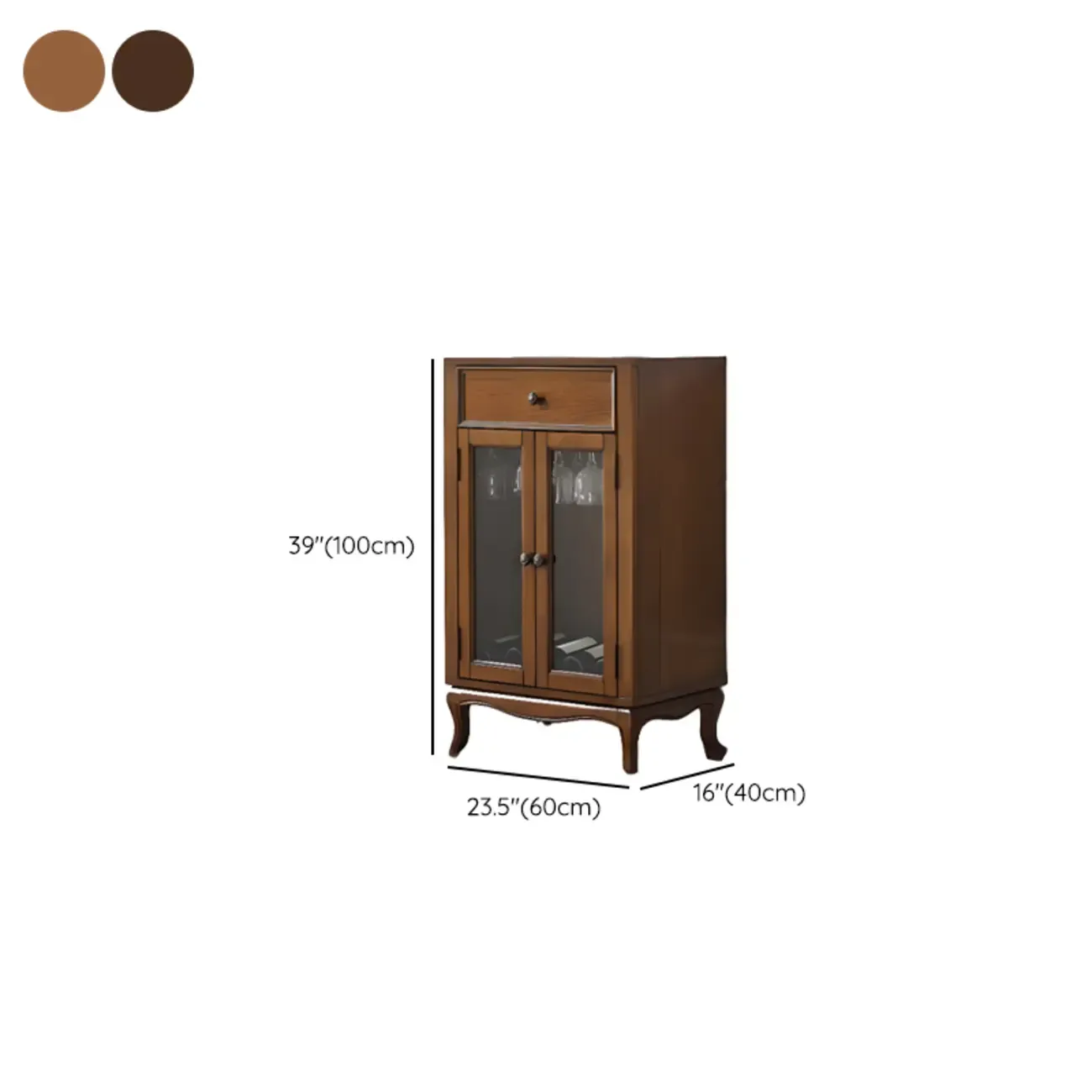 Rustic Wood Wine Cabinet with Bar Glass Holder Image - 14