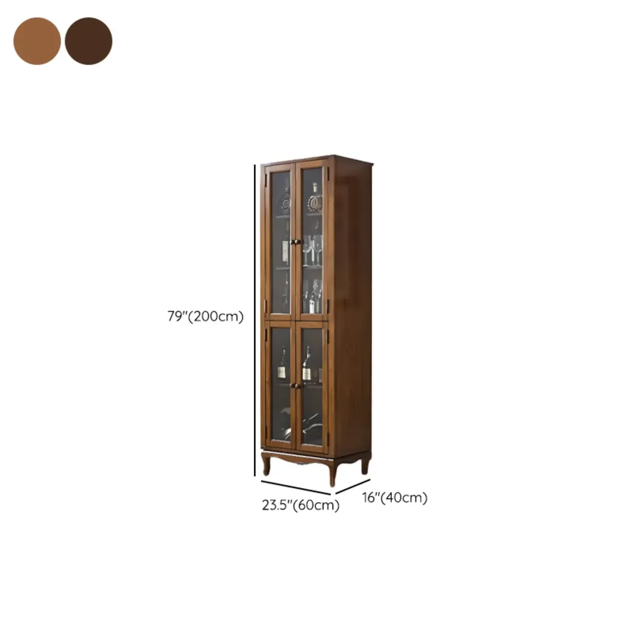 Rustic Wood Wine Cabinet with Bar Glass Holder Image - 15