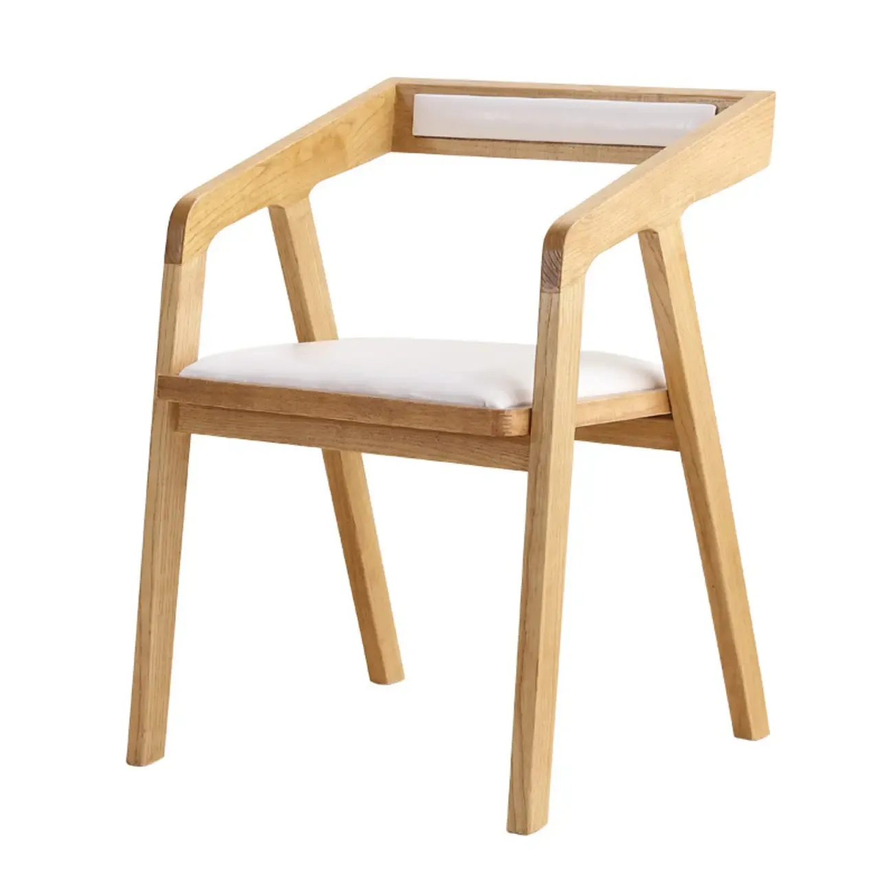 Mid-Century Modern Upholstered Arm Woodern Chair Open Back Image - 6