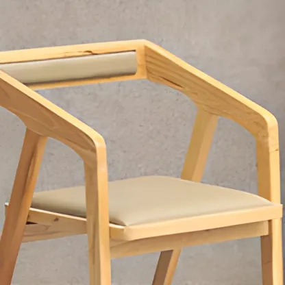 Mid-Century Modern Upholstered Arm Woodern Chair Open Back Image - 7