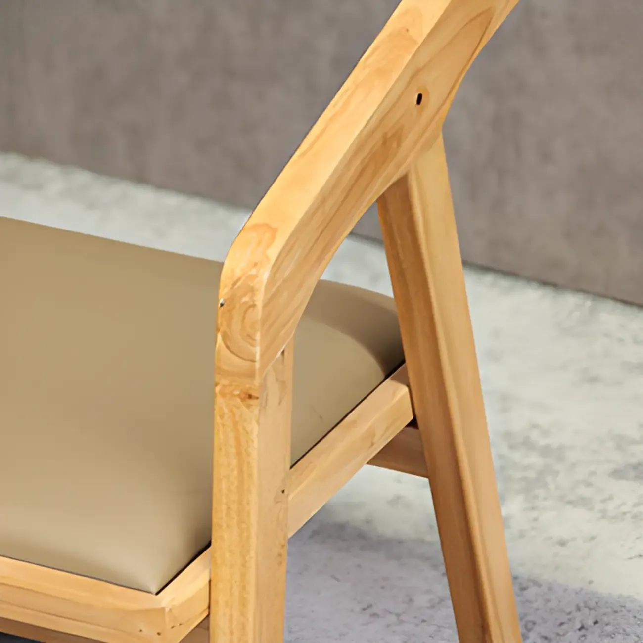 Mid-Century Modern Upholstered Arm Woodern Chair Open Back Image - 8