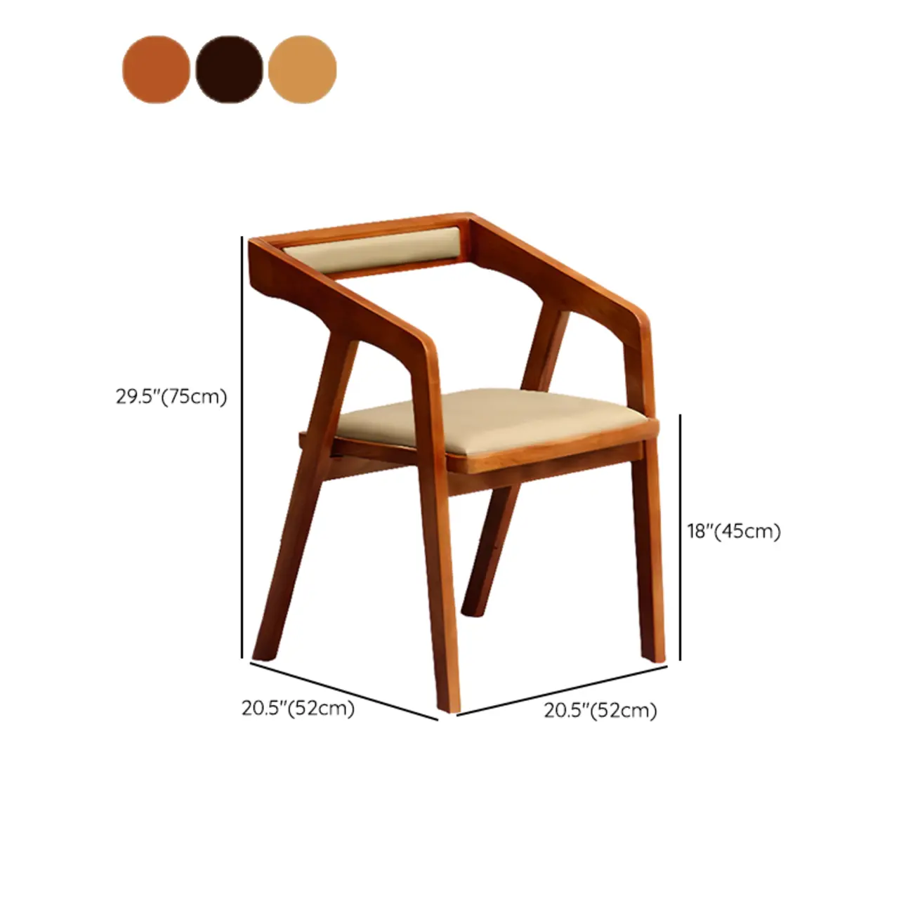 Mid-Century Modern Upholstered Arm Woodern Chair Open Back #size | homeyfad