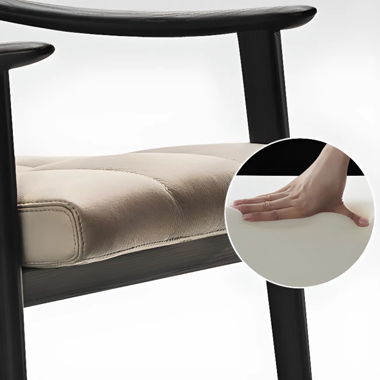 White Tufted Upholstered Wood Dining Chairs With Armrest Image - 3 | homeyfad