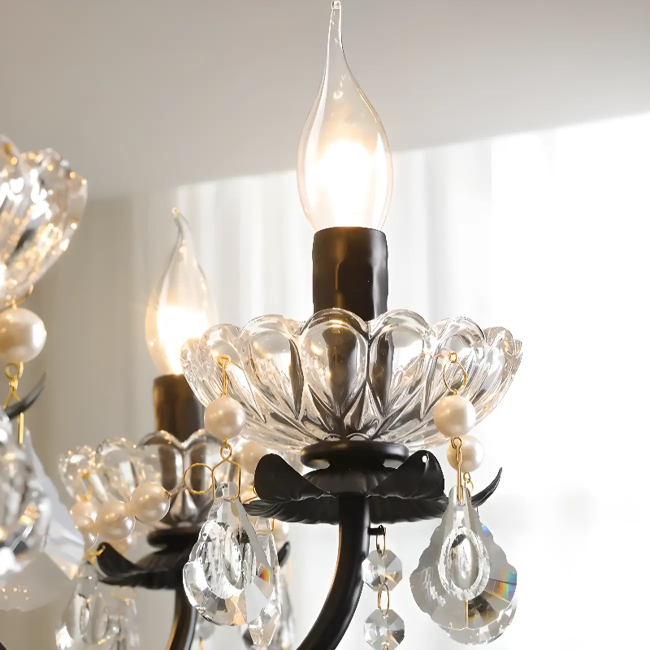 French Country Crystal Pendant Chandelier With Pearl Beads Image - 10 | homeyfad