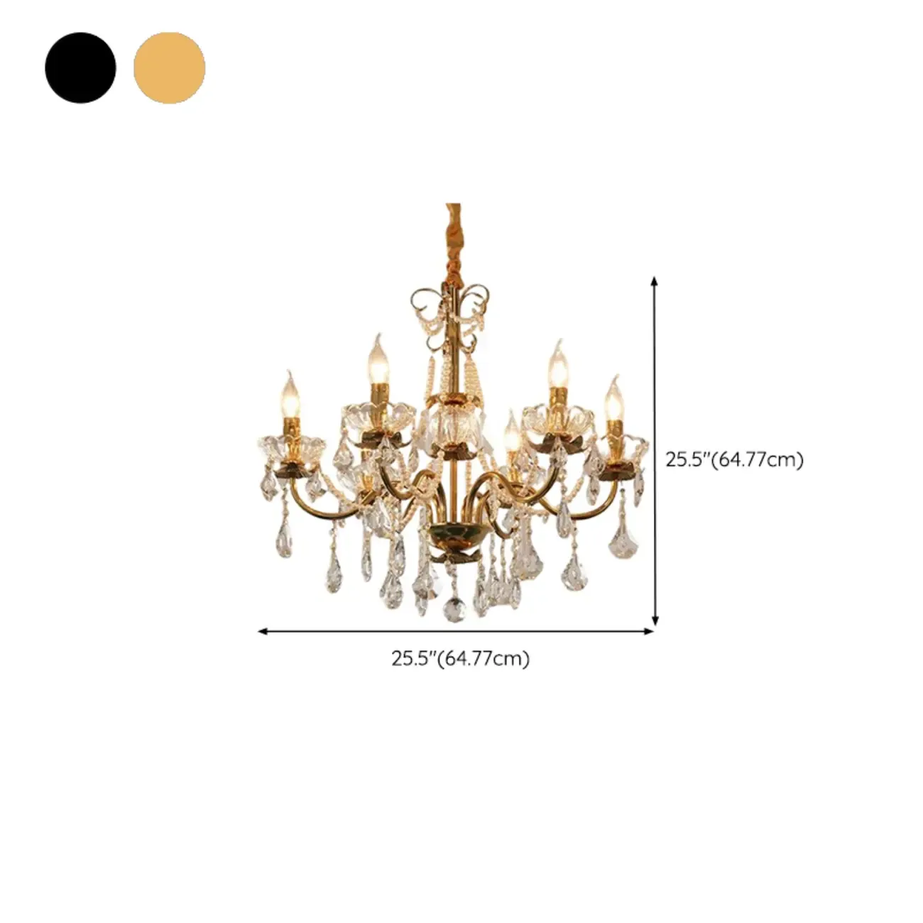 French Country Crystal Pendant Chandelier With Pearl Beads #size