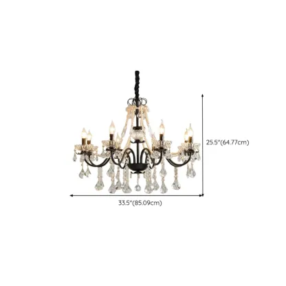 French Country Crystal Pendant Chandelier With Pearl Beads Image - 15