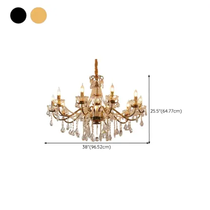 French Country Crystal Pendant Chandelier With Pearl Beads Image - 16