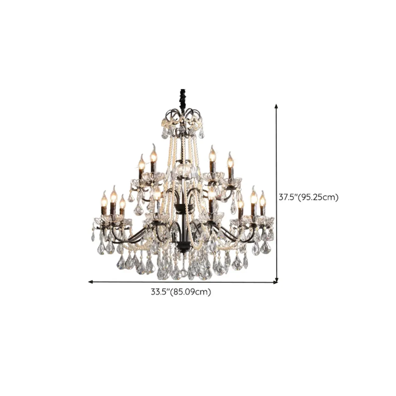 French Country Crystal Pendant Chandelier With Pearl Beads Image - 17