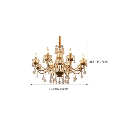 French Country Crystal Pendant Chandelier With Pearl Beads Image - 18