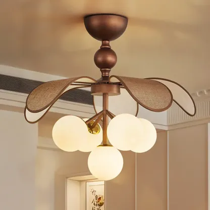 Bronze Floral Glass Globe Modern Chandelier Light Image - 1