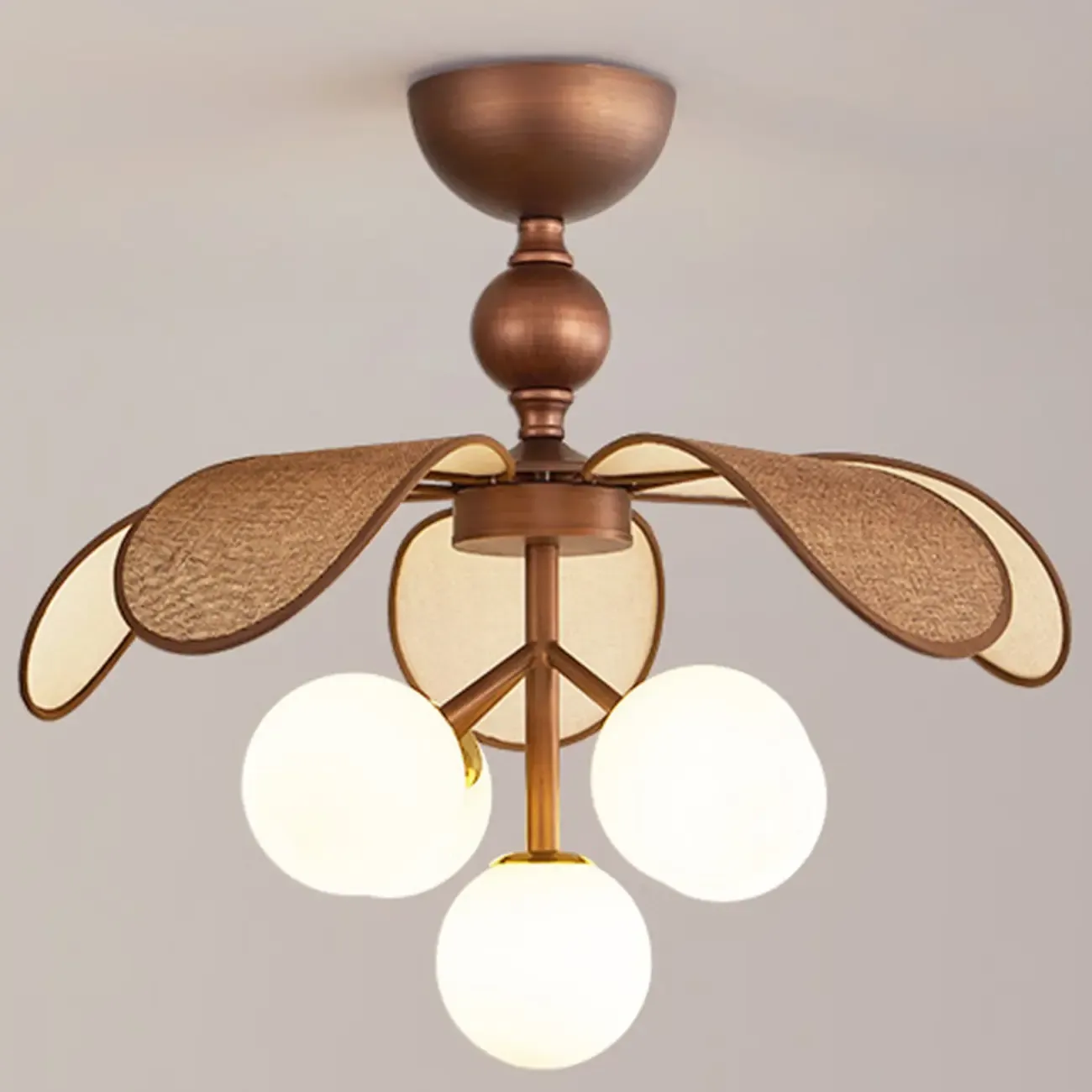 Bronze Floral Glass Globe Modern Chandelier Light Image - 2