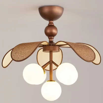 Bronze Floral Glass Globe Modern Chandelier Light Image - 2