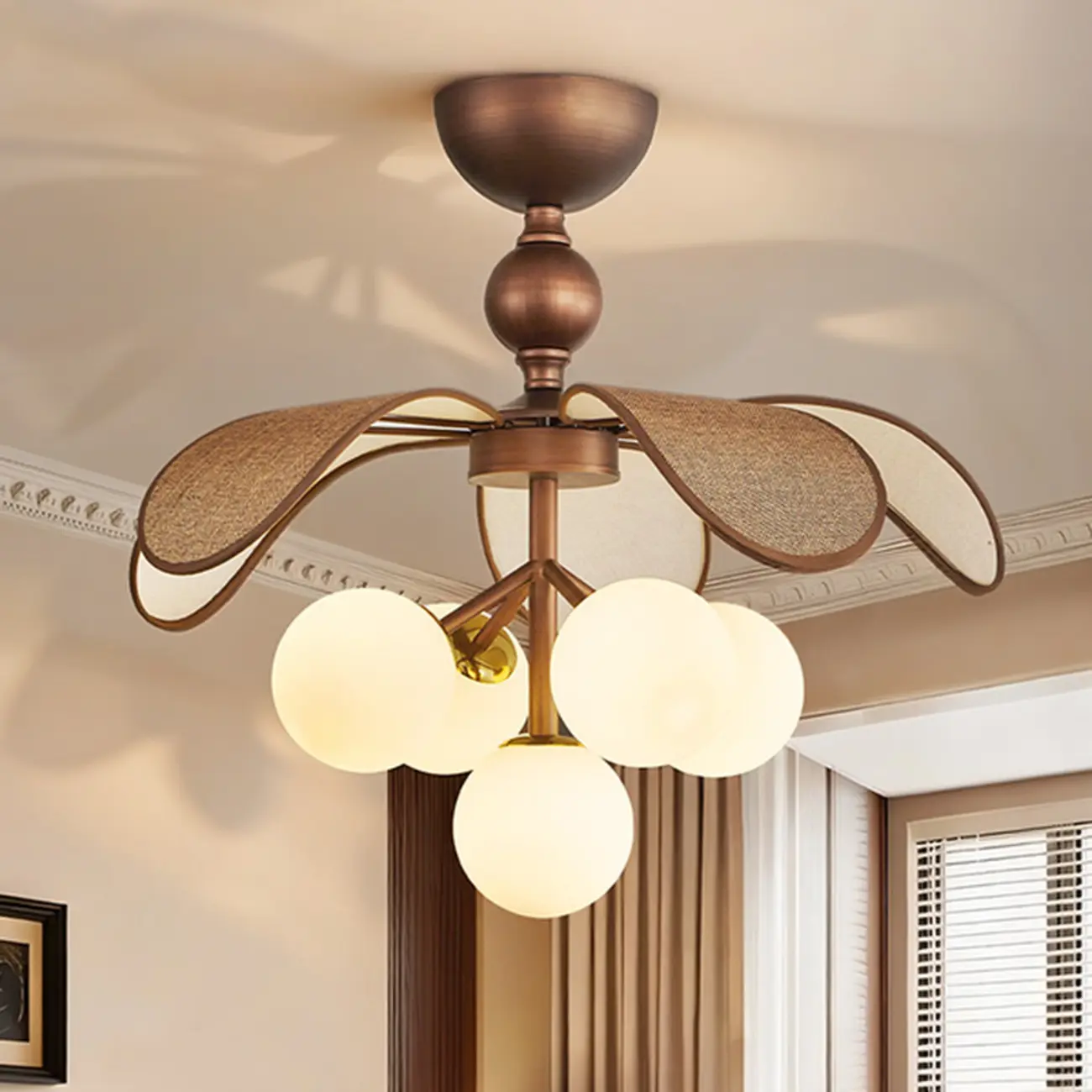 Bronze Floral Glass Globe Modern Chandelier Light Image - 4 | homeyfad