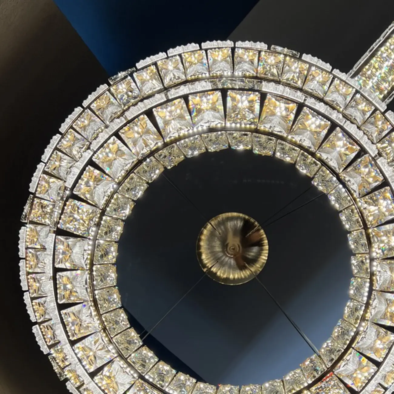 Gold Circular Crystal Linear Modern Chandelier Light Image - 14 | homeyfad