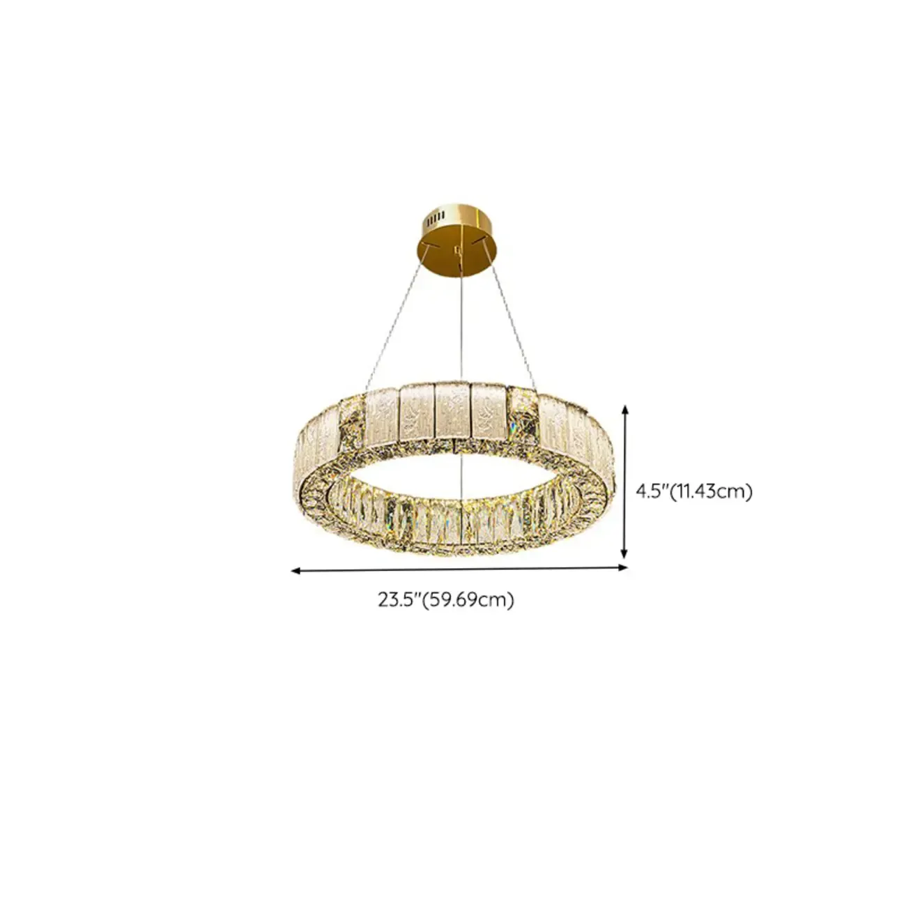 Gold Circular Crystal Linear Modern Chandelier Light Image - 16