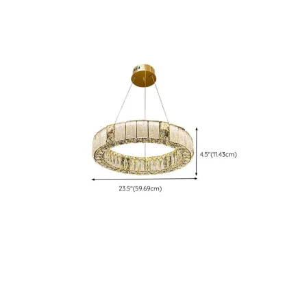 Gold Circular Crystal Linear Modern Chandelier Light Image - 16