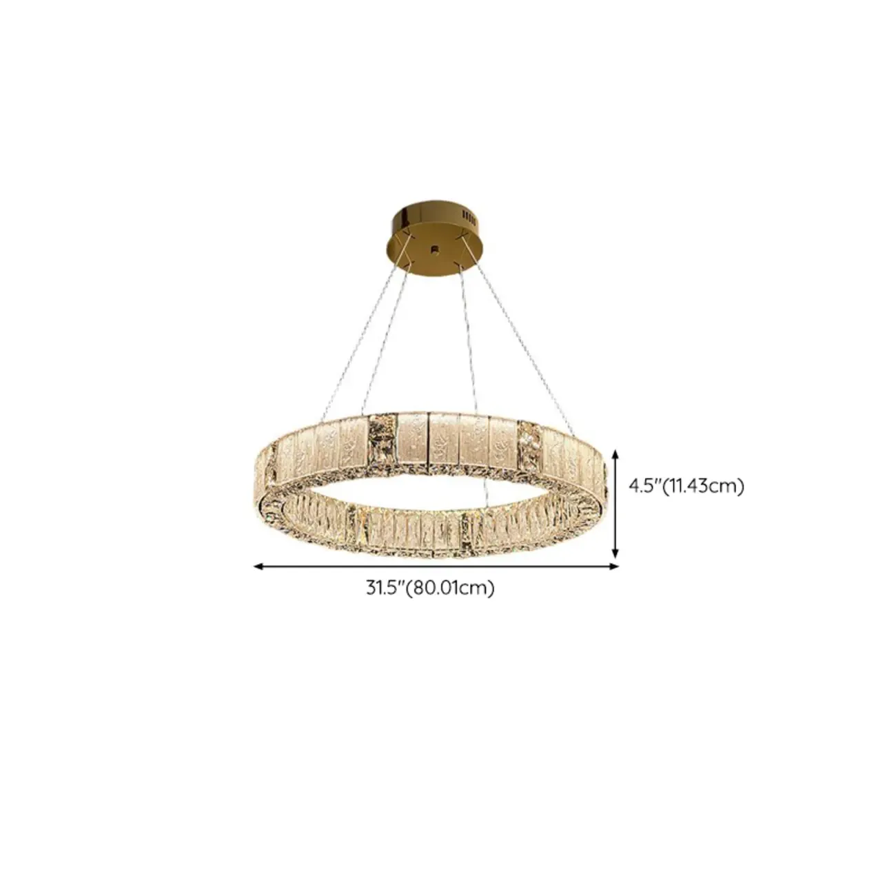 Gold Circular Crystal Linear Modern Chandelier Light Image - 17