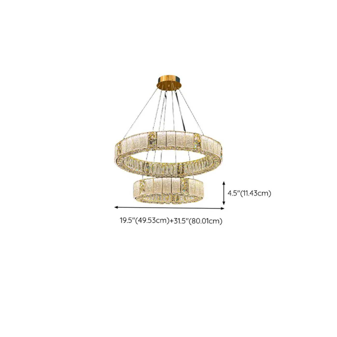 Gold Circular Crystal Linear Modern Chandelier Light Image - 19 | homeyfad