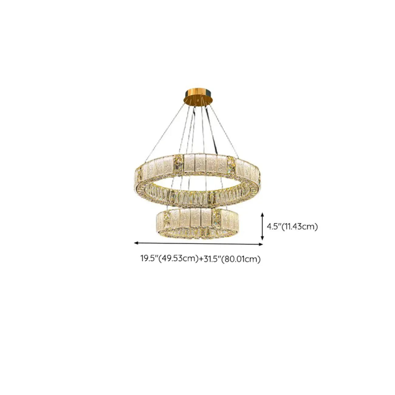 Gold Circular Crystal Linear Modern Chandelier Light Image - 19
