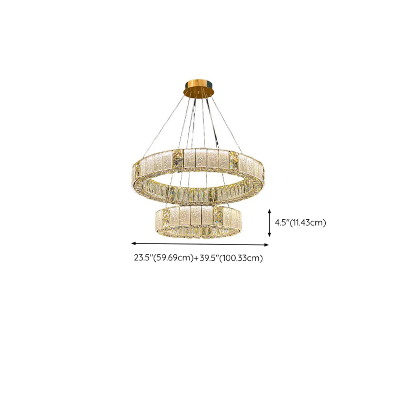 Gold Circular Crystal Linear Modern Chandelier Light Image - 20 | homeyfad