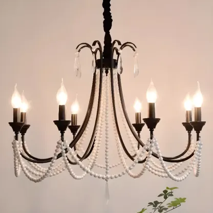 Black Modern Crystal Linear Glass Chandelier Beads Image - 1