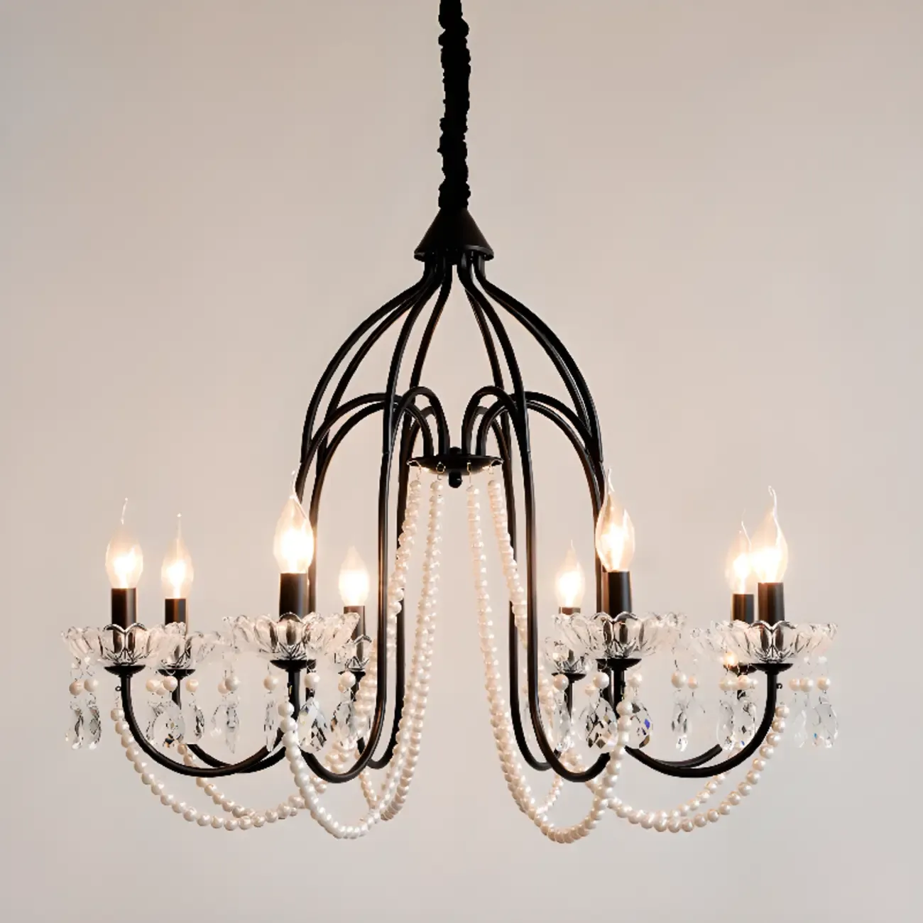 Black Modern Crystal Linear Glass Chandelier Beads Image - 2