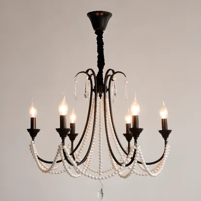 Black Modern Crystal Linear Glass Chandelier Beads Image - 3