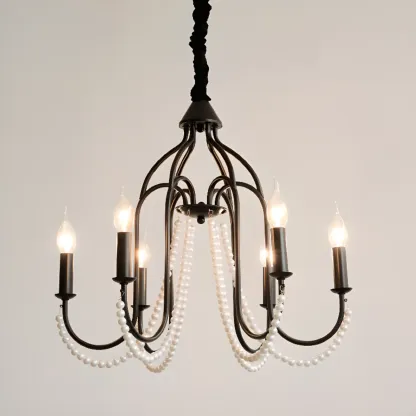 Black Modern Crystal Linear Glass Chandelier Beads Image - 6