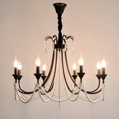 Black Modern Crystal Linear Glass Chandelier Beads Image - 7