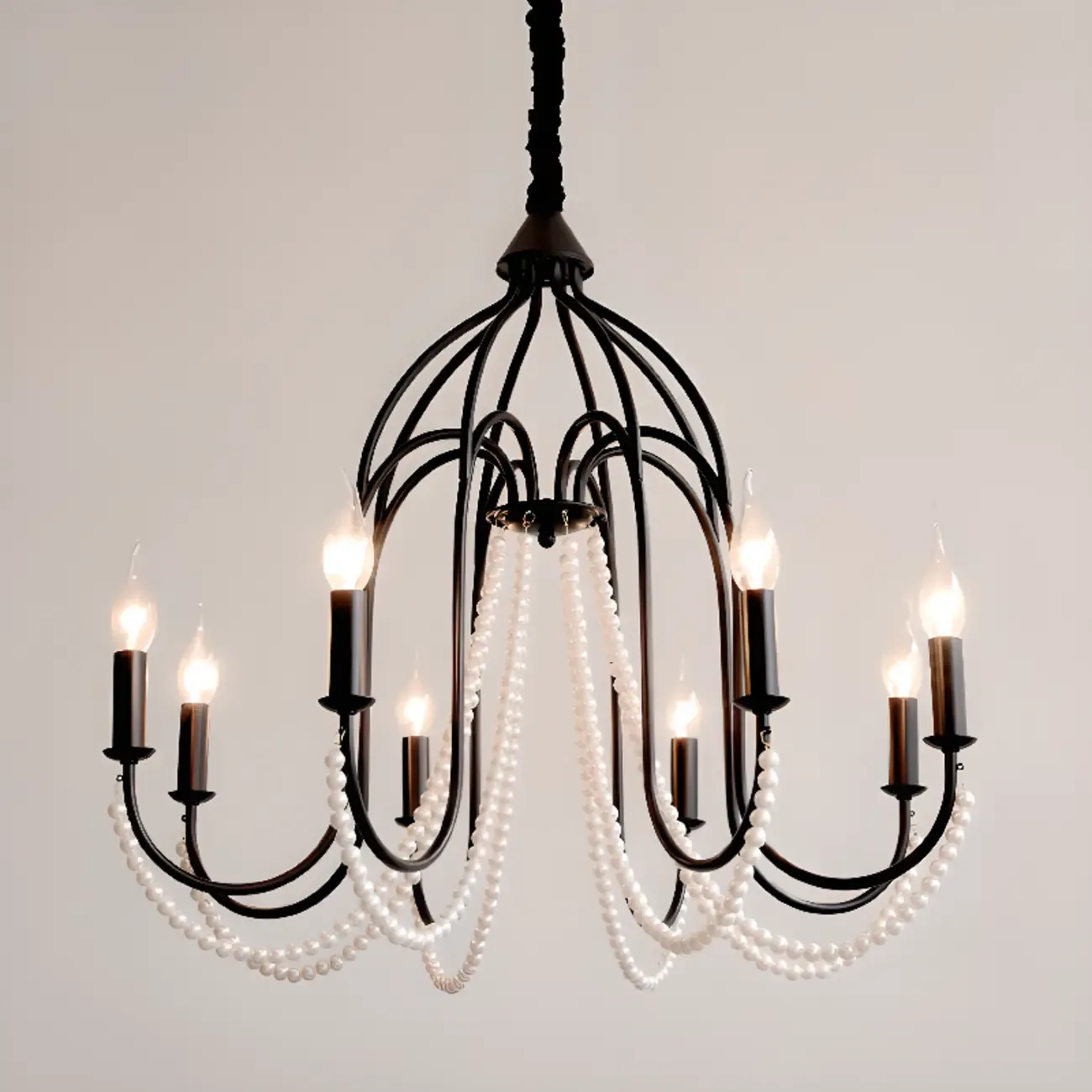 Black Modern Crystal Linear Glass Chandelier Beads Image - 9