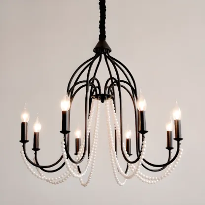 Black Modern Crystal Linear Glass Chandelier Beads Image - 9