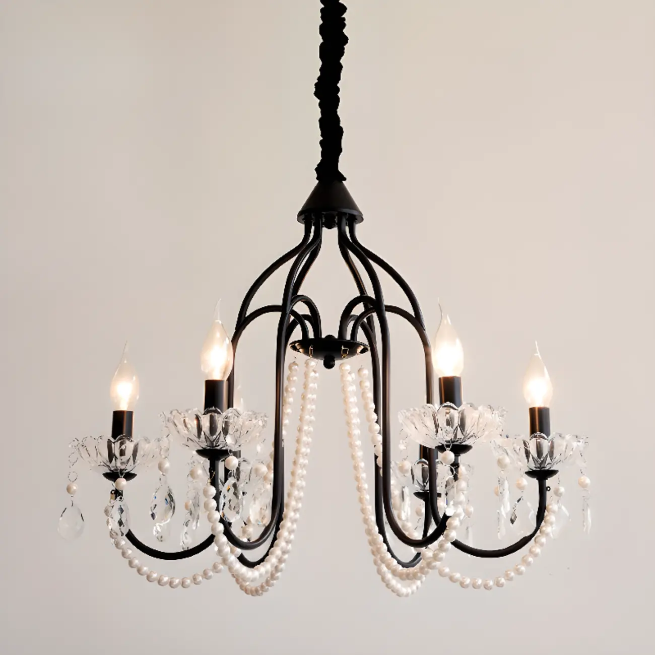 Black Modern Crystal Linear Glass Chandelier Beads Image - 11 | homeyfad