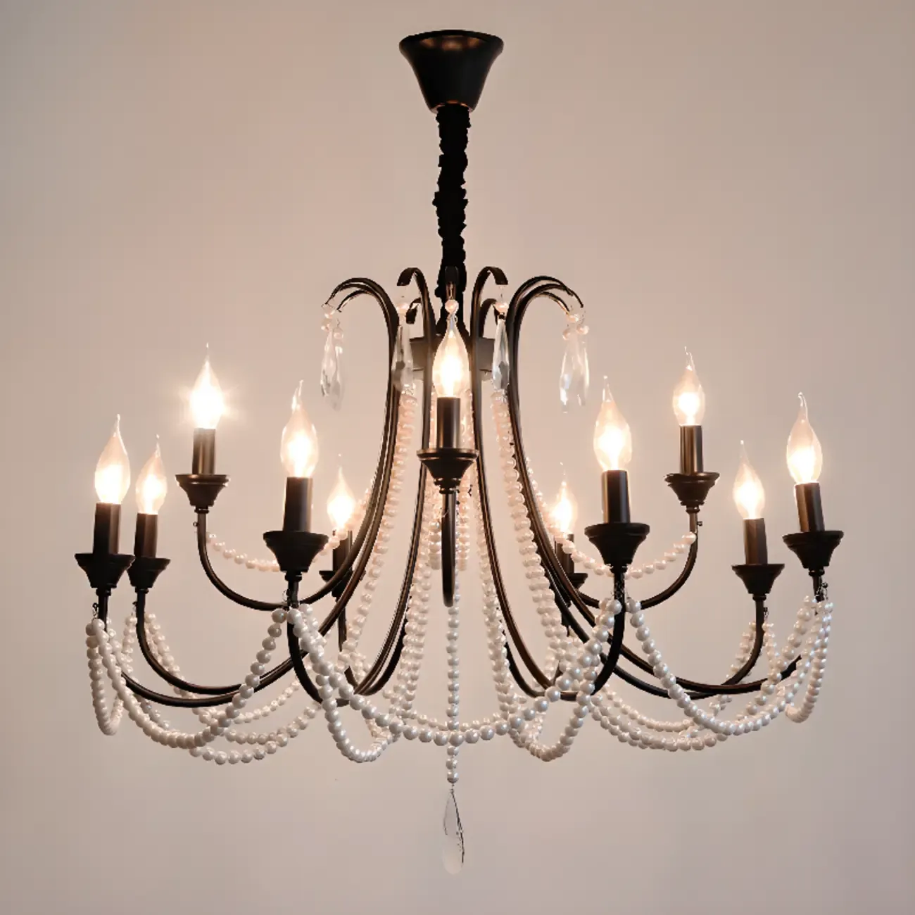 Black Modern Crystal Linear Glass Chandelier Beads Image - 13