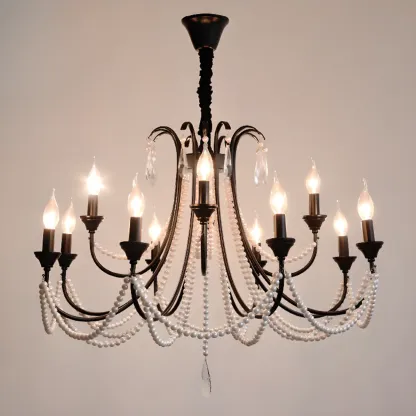 Black Modern Crystal Linear Glass Chandelier Beads Image - 13