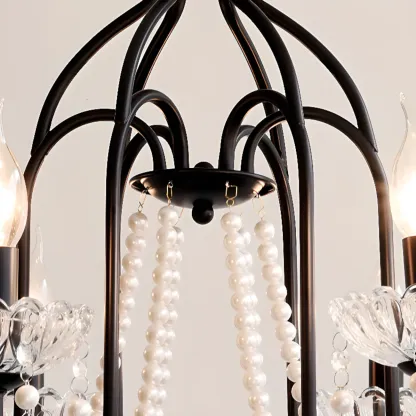 Black Modern Crystal Linear Glass Chandelier Beads Image - 14