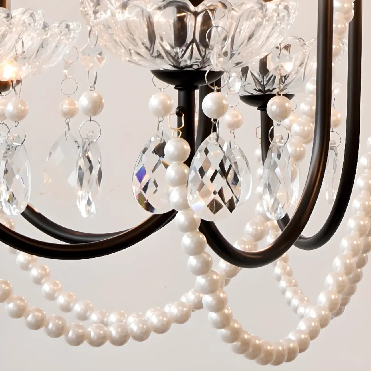 Black Modern Crystal Linear Glass Chandelier Beads Image - 15