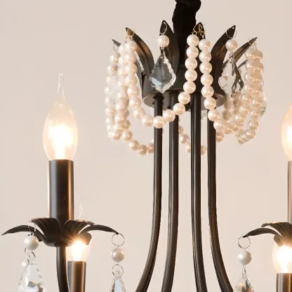 Black Modern Crystal Linear Glass Chandelier Beads Image - 18