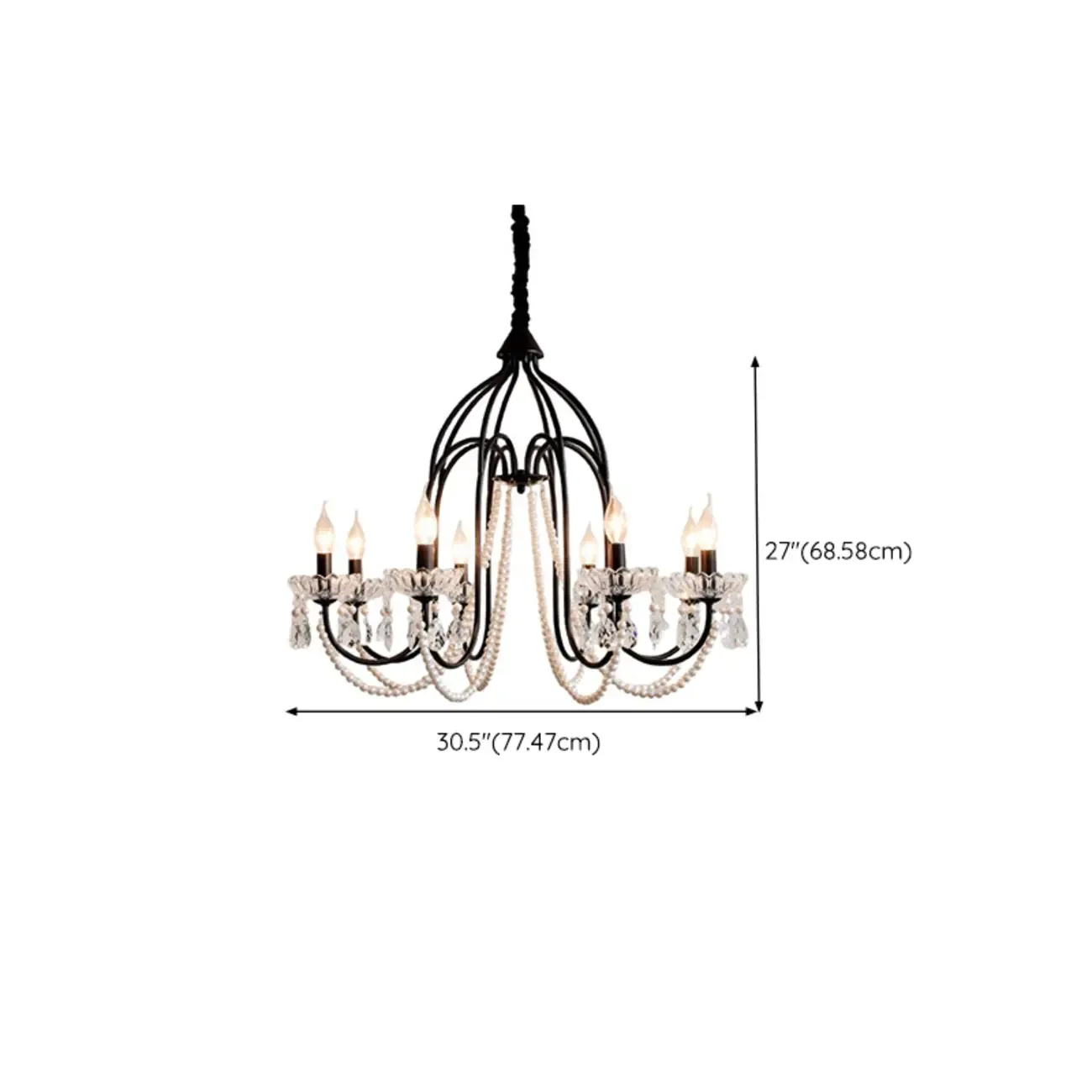 Black Modern Crystal Linear Glass Chandelier Beads Image - 21