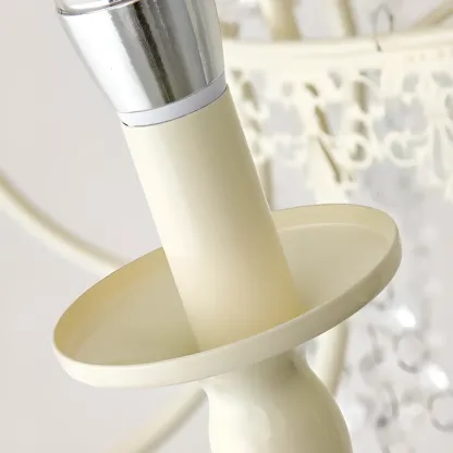 White Crystal Chandelier Classic Iron Elegant Design Image - 8